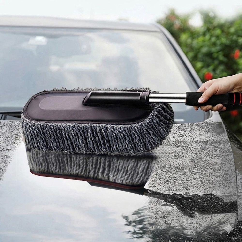 Car Cleaning Duster Microfiber Large Home Wax Treated Plastic Handle Brush