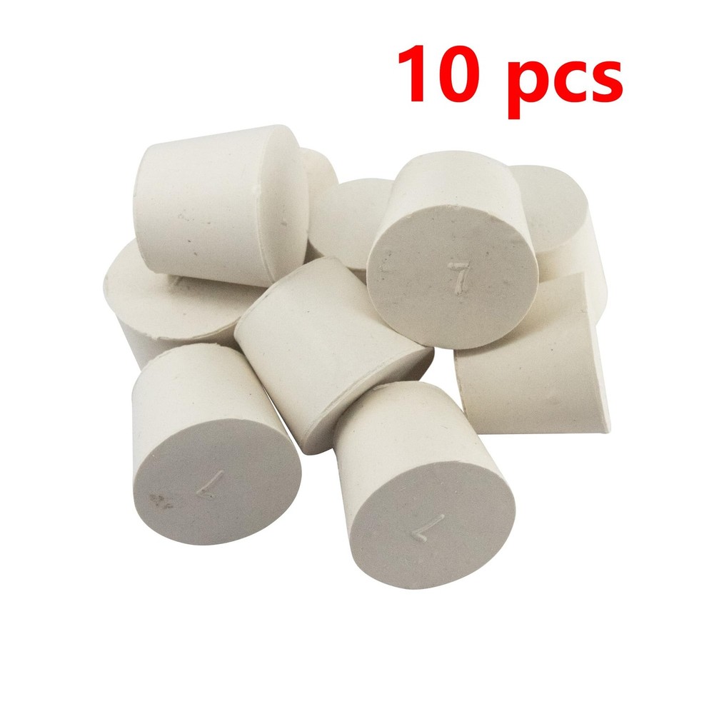 10 Pack White Tapered Shaped Solid Rubber Stopper Size 7 37x28x30mm Plug