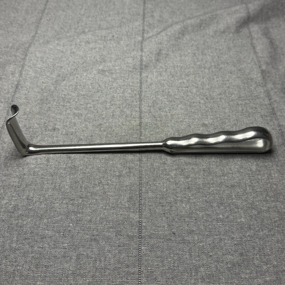 Stainless Steel Right Angle Surgical Retractor Finger Grip Handle Silver Tool