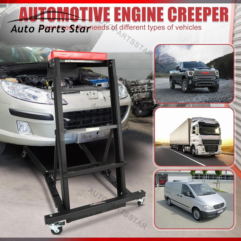 Adjustable 45 to 66 in Height Foldable Automotive Engine Topside Rolling Creeper