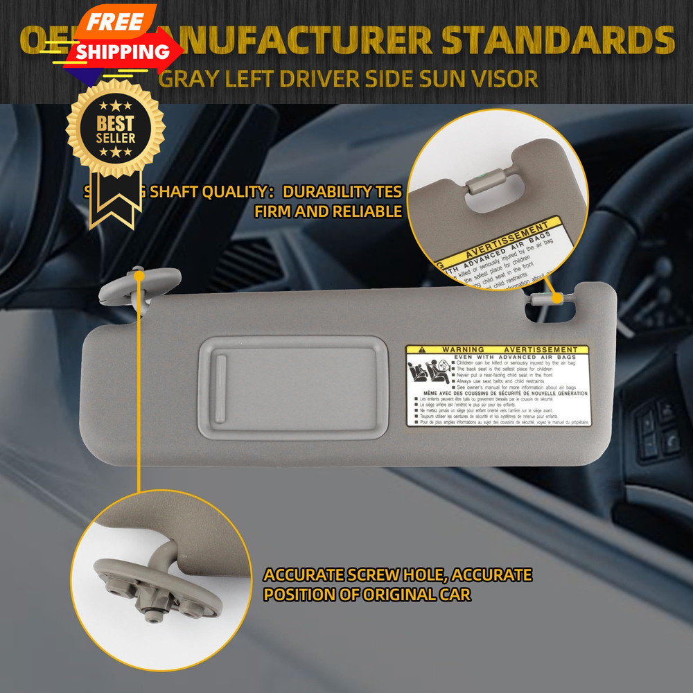 Dasbecan Gray Left Driver Side Sun Visor Compatible with Toyota 4Runner