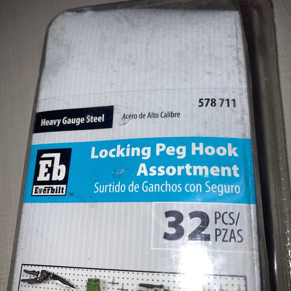 Everbilt Locking Peg Hook Assortment 32 Pieces Garage Or Home Use
