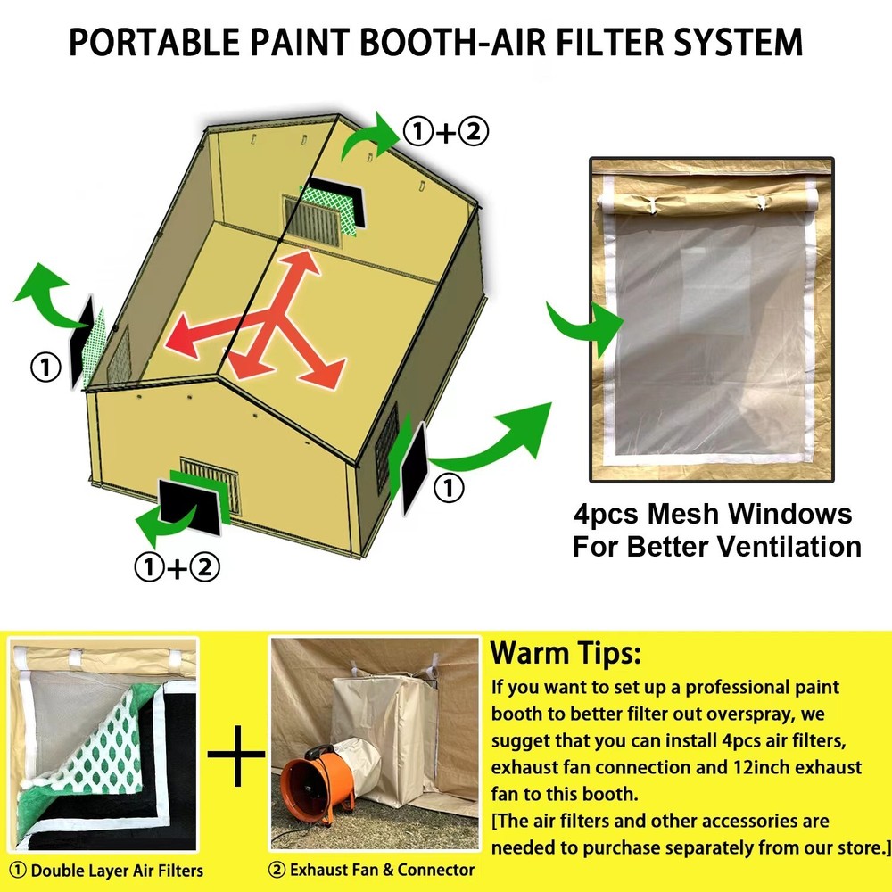 Rainproof Portable Paint Booth 20X12X10FT Spray Booth with Replaceable Floor