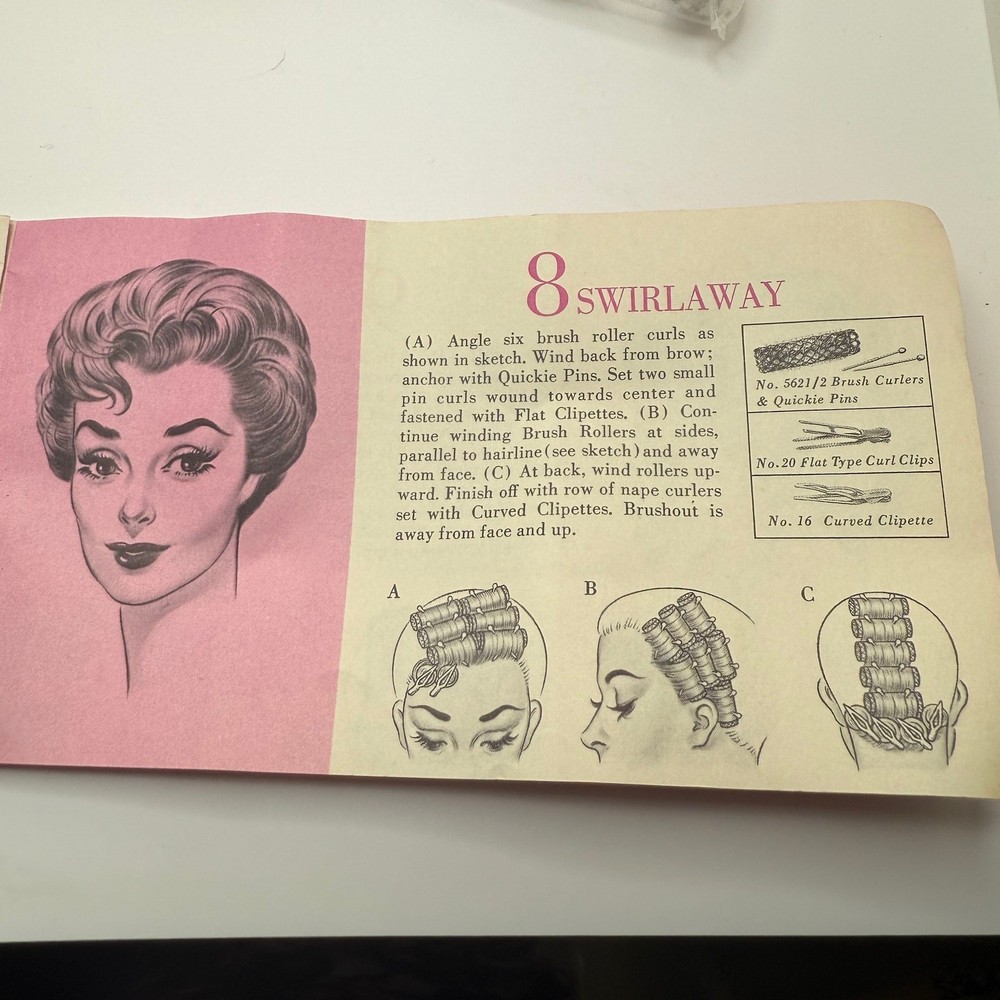Vintage Mesh Rollers with Picks Clips Styling Booklet