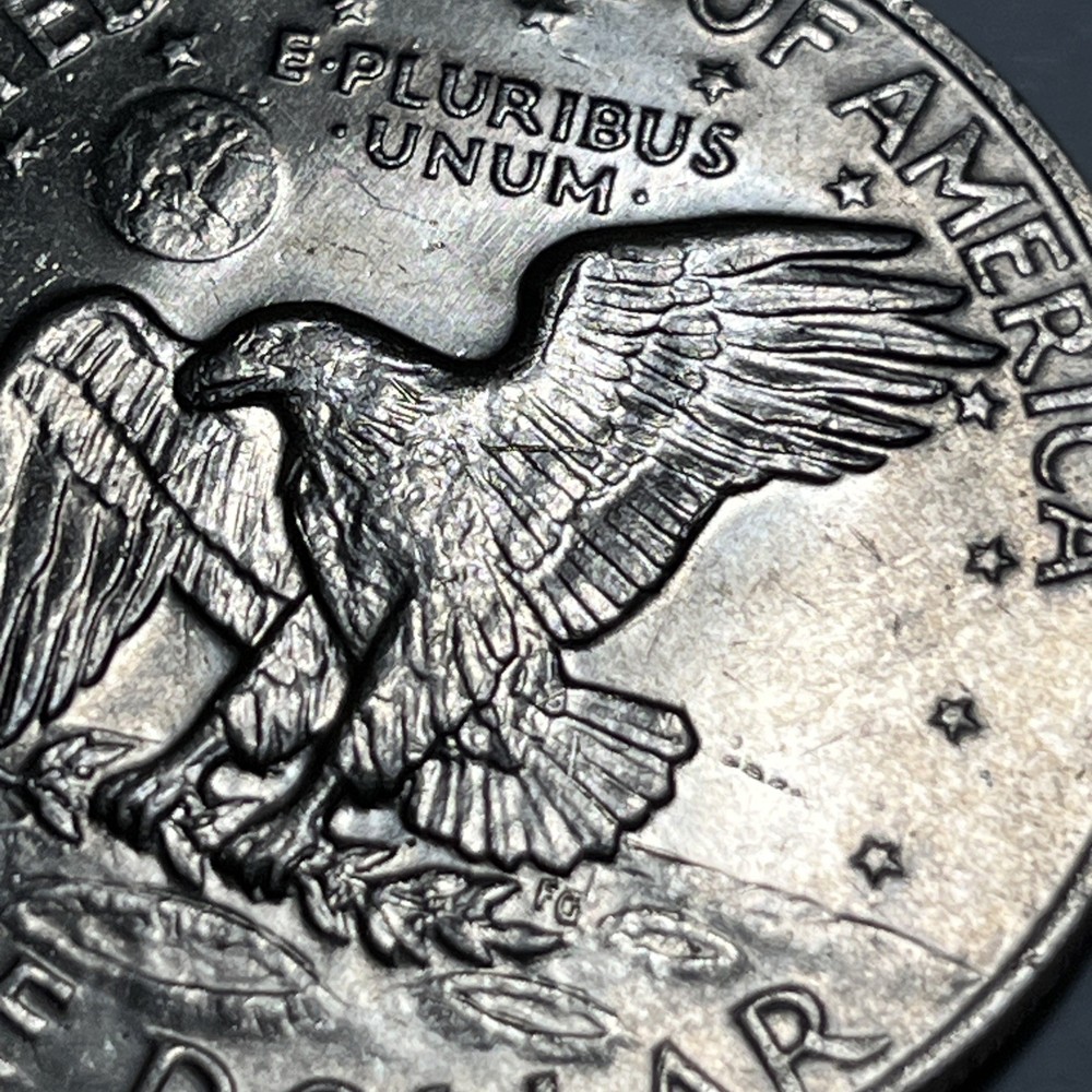 1972 P Eisenhower Ike Dollar Type 2 Die Crack Errors Wounded / Speared Eagle