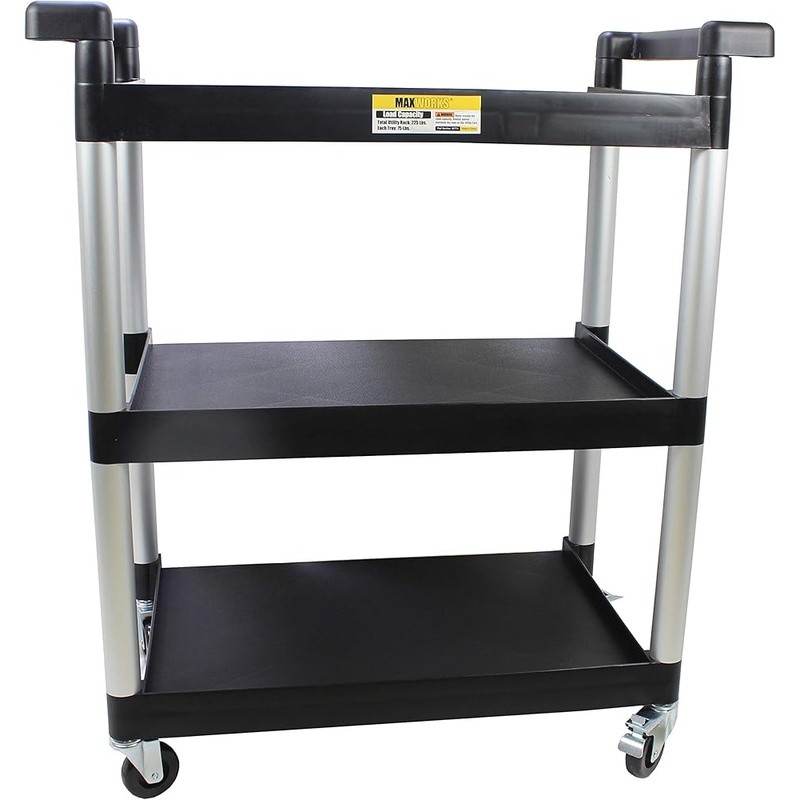 Utility Plastic Cart 3-Shelf W/ Wheels Durable Heavy Duty Storage Solution New