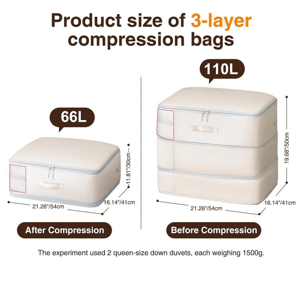 4 Pack Compression Storage Bags - 110L Large Capacity Comforter Storage Bag, ...