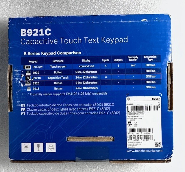 Bosch B921C Capacitive Touch Text Keypad
