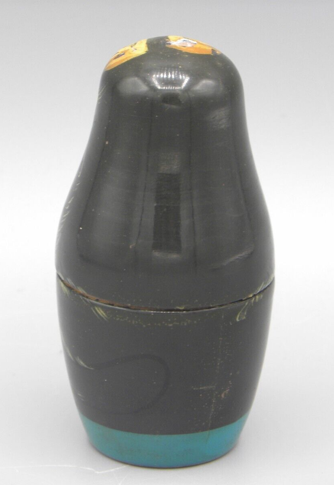 Vintage Russian Nesting Cat Figure Doll Matrushka w Mouse