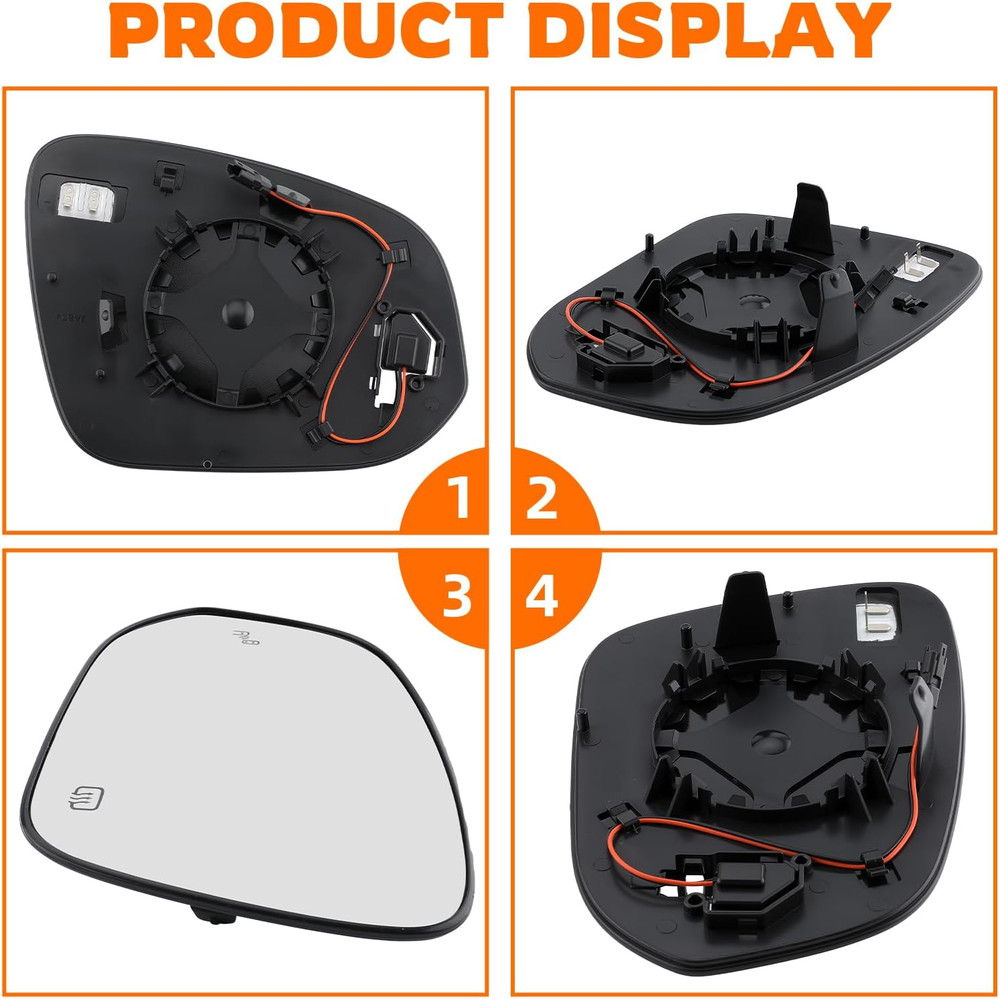 2020-24 Highlander Left Driver Side Heated Mirror Glass–Compatible Replacement