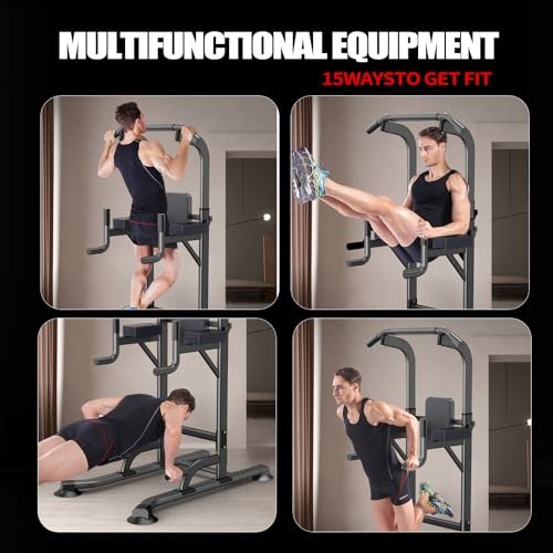 Adjustable Power Tower for Home Gym - Multifunctional Pull-Up & Dip Station