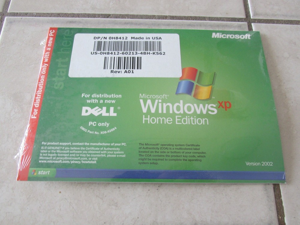 Microsoft Windows XP Home Edition Version 2002 New Sealed