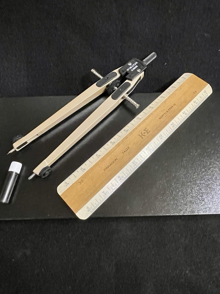 Weems & Plath ultralight geometry drafting compass #176 straightedge Denmark