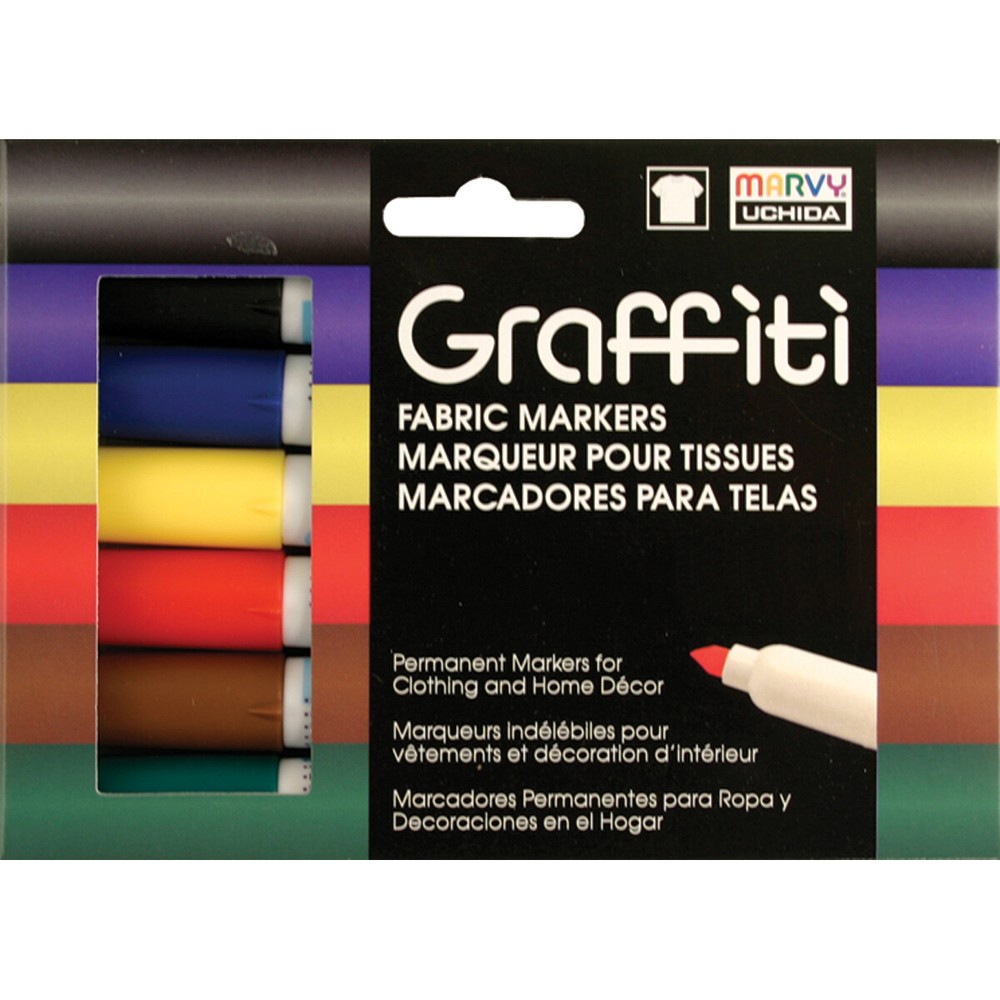 Uchida Graffiti Fabric Markers 6/Pkg-Primary