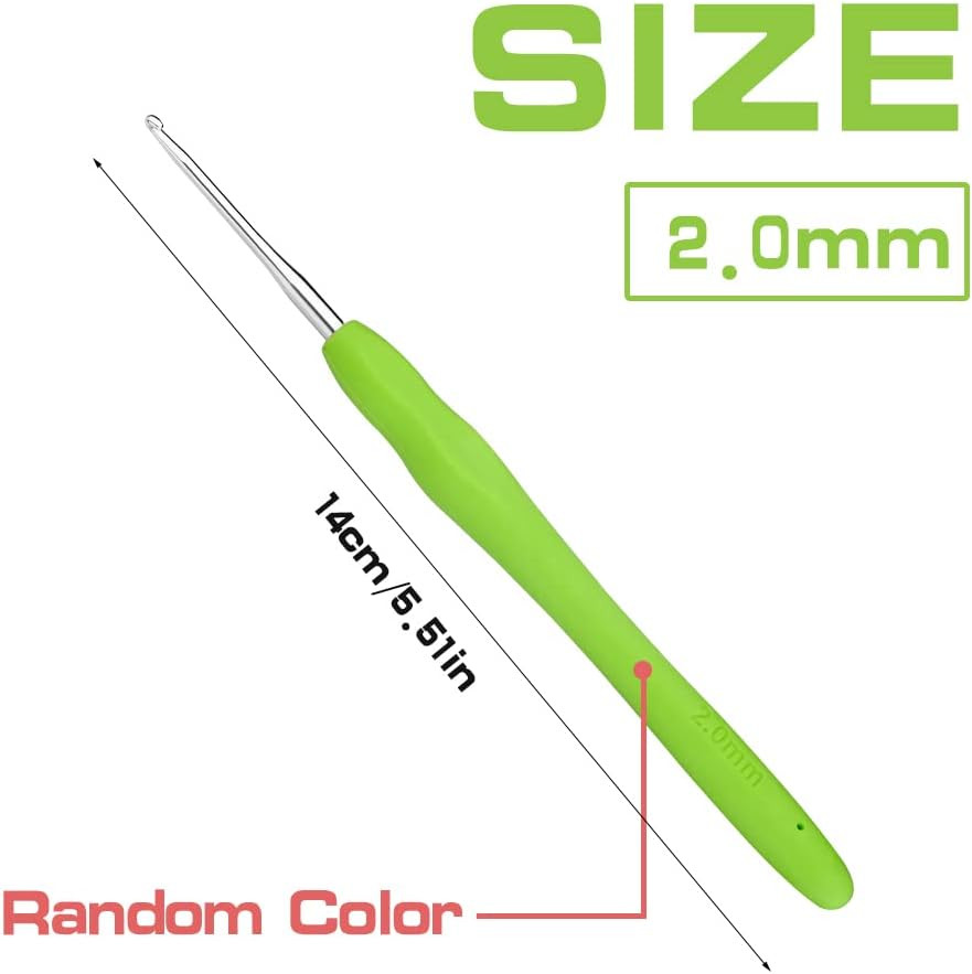 2 Mm Crochet Hook, Ergonomic Handle for Arthritic Hands, Extra Long Knitting Nee