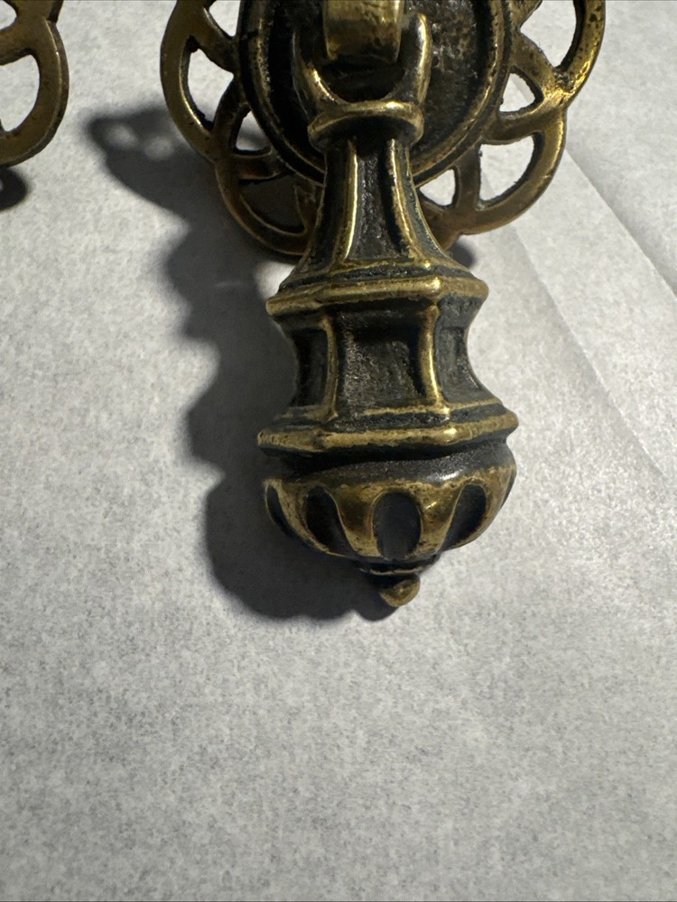 Vintage Drawer Pulls With Number On Back. Set Of 2.