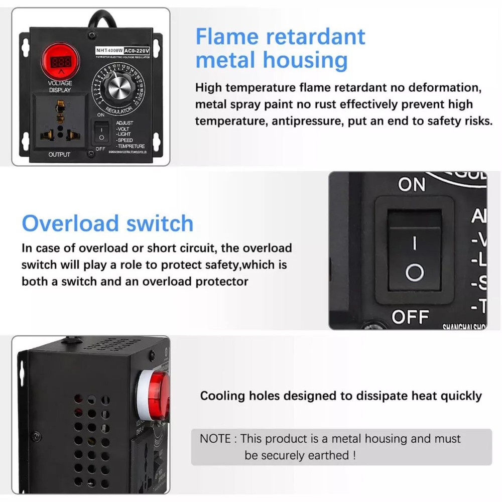 11.5*10*6cm 4000W SCR Electronic Voltage Regulator Fan Speed Controller