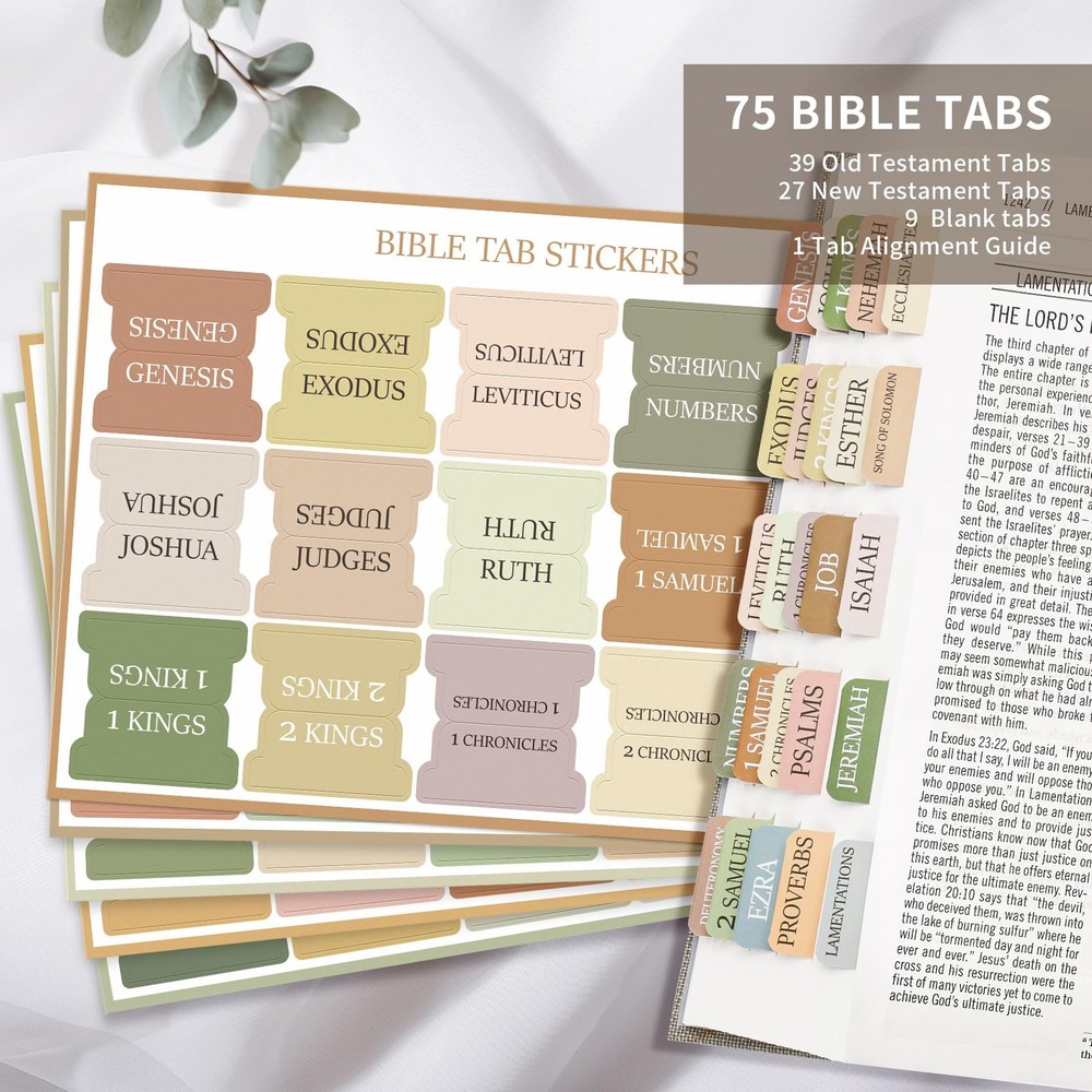 Bible Tabs for Women & Men, Laminated Study Bible, A- Boho