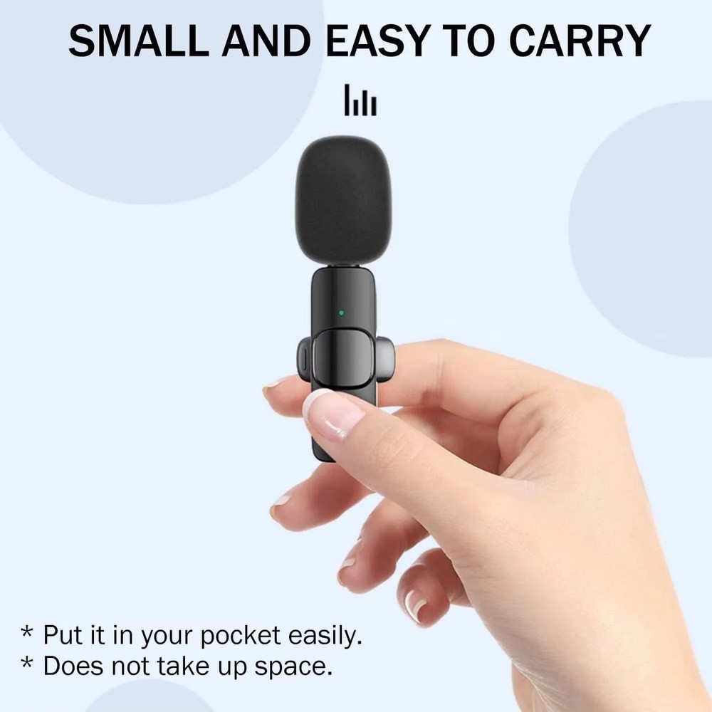 Wireless Lavalier Microphone Mini Clip Mic iPhone Android Live Recording 2026