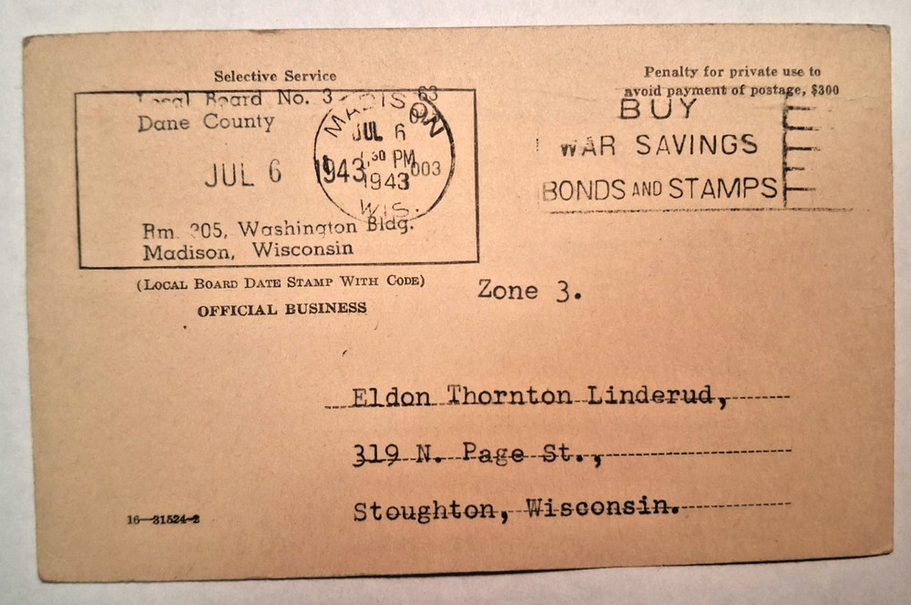 NOTICE OF CLASSIFICATION 1943