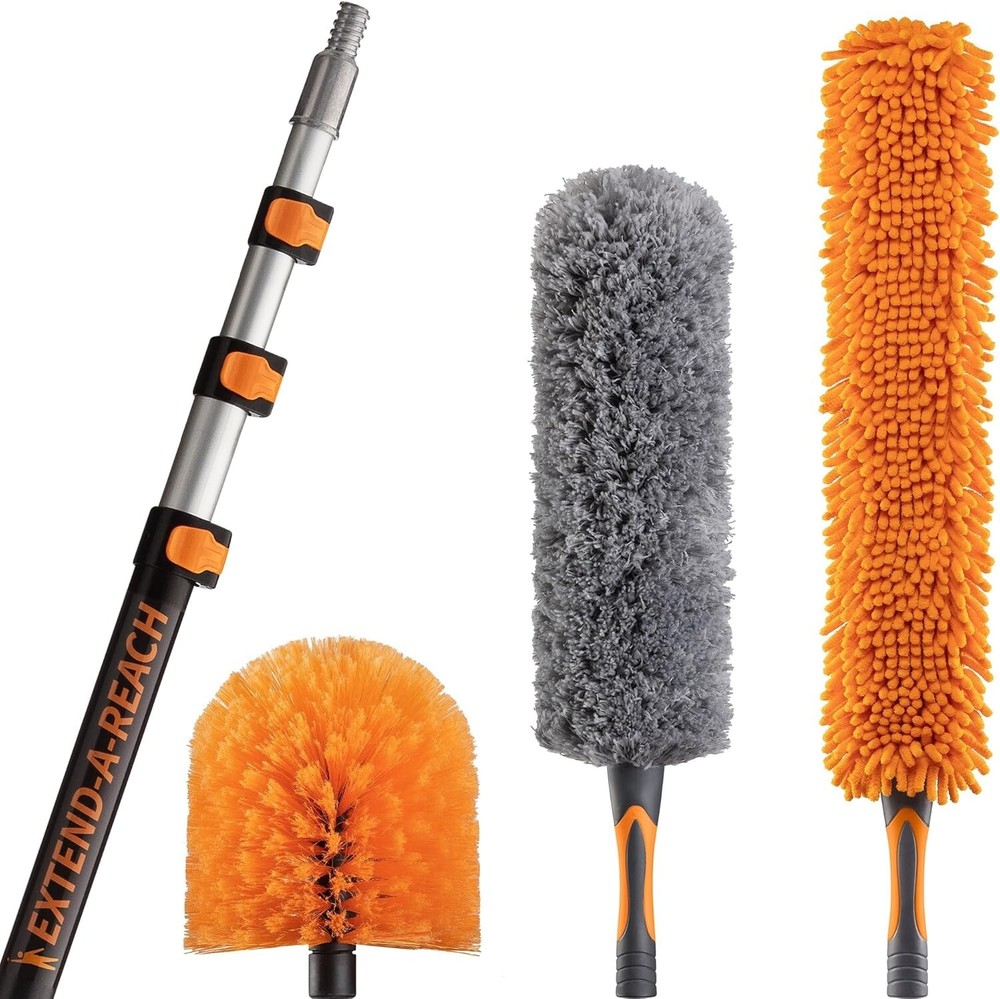 High Ceiling Duster Kit: 20ft Telescopic Pole & 3 Cleaning Tools Included