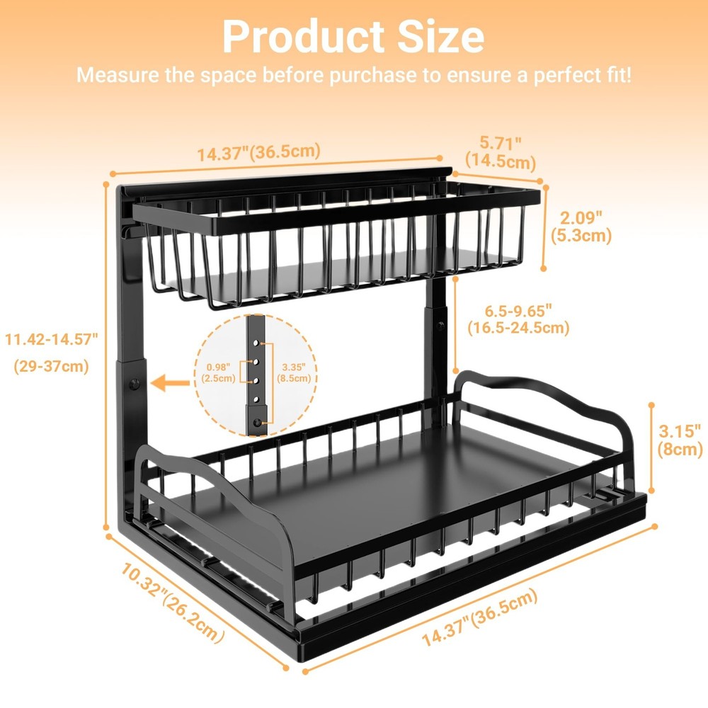 AceMining Under Sink Organizer, 2 Pack Pull-Out Under Cabinet Organizer, 2 Ti...