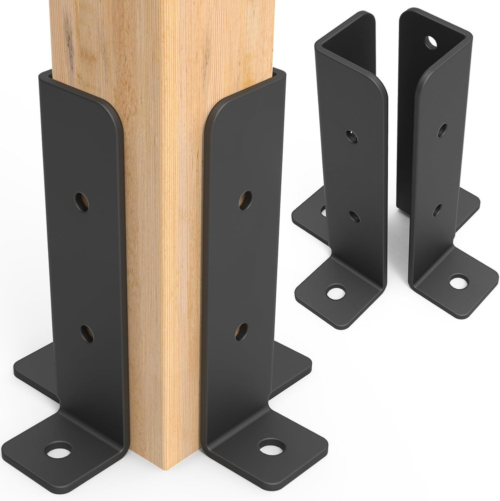 4 Pcs Adjustable Deck Post Anchor Brackets Kit - Fit 1.5x1.5, 2x2, 2x4, 4x4 Post