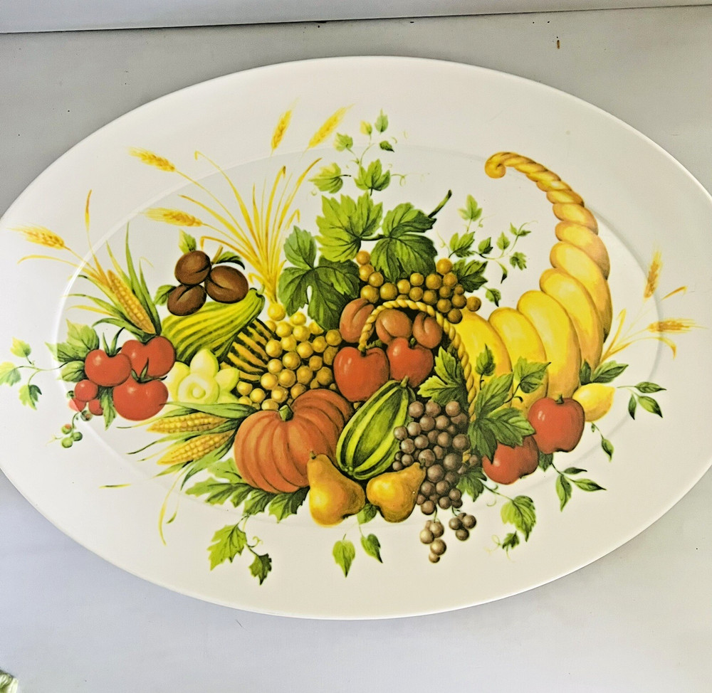 Brookpark Fall Platter Melamine Melmac Fall Harvest Cornucopia 21X15 Vintage