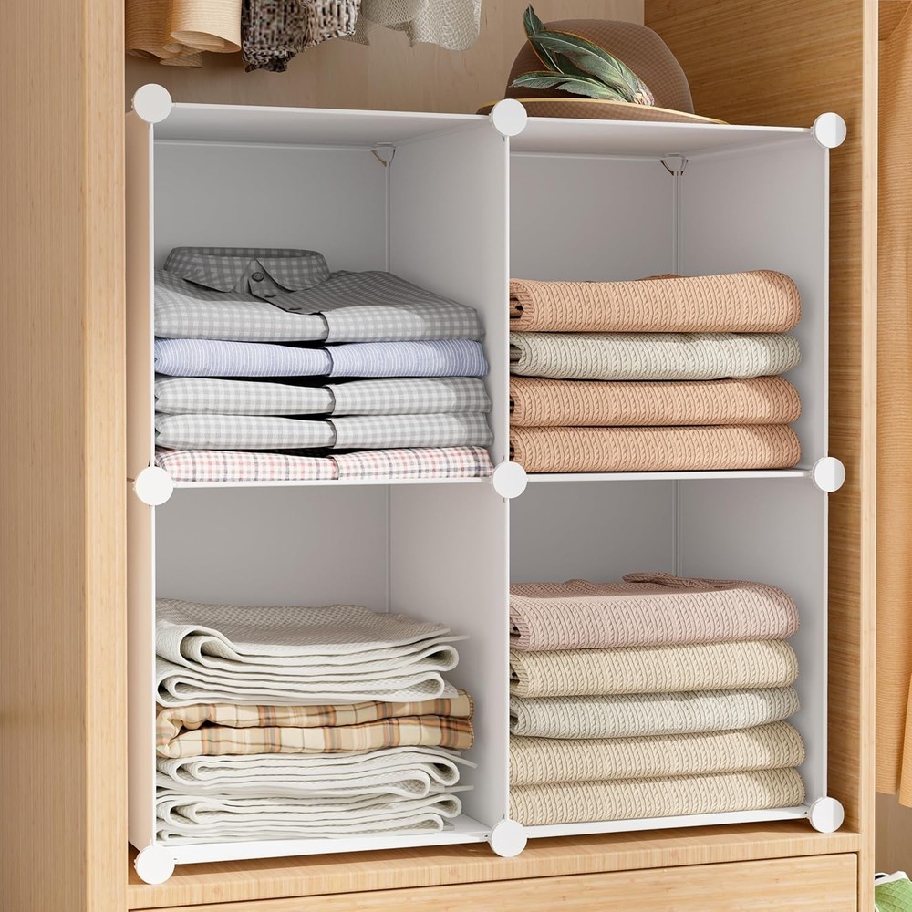 Stackable Plastic Cube Storage Organizer 11.8 Inch for Closet Bathroom Wardrobe