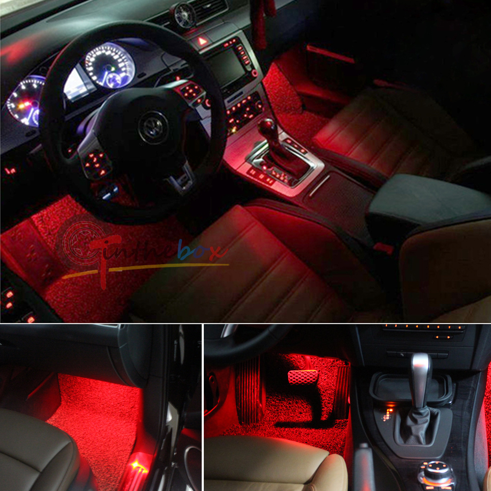4pcs Error Free Red 6-SMD LED Front Footwell Lights For 2008-2015 Audi A4 S4 B8