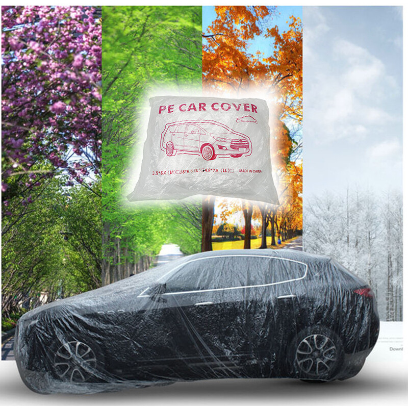 Clear Plastic Disposable Car Cover Temporary Universal Garage Rain Dust 1 Pack