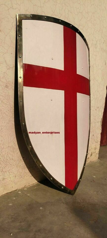 Medieval Crusader Shield Battle Knight Warrior Shield Templar Red Cross Item