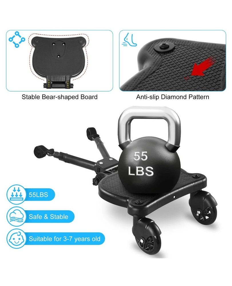 Universal Stroller Board with Removable Seat-2-in-1 Sit & Stand Baby Stroller