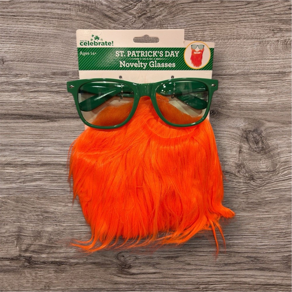 St. Patrick’s Day Novelty Glasses & Beard - New