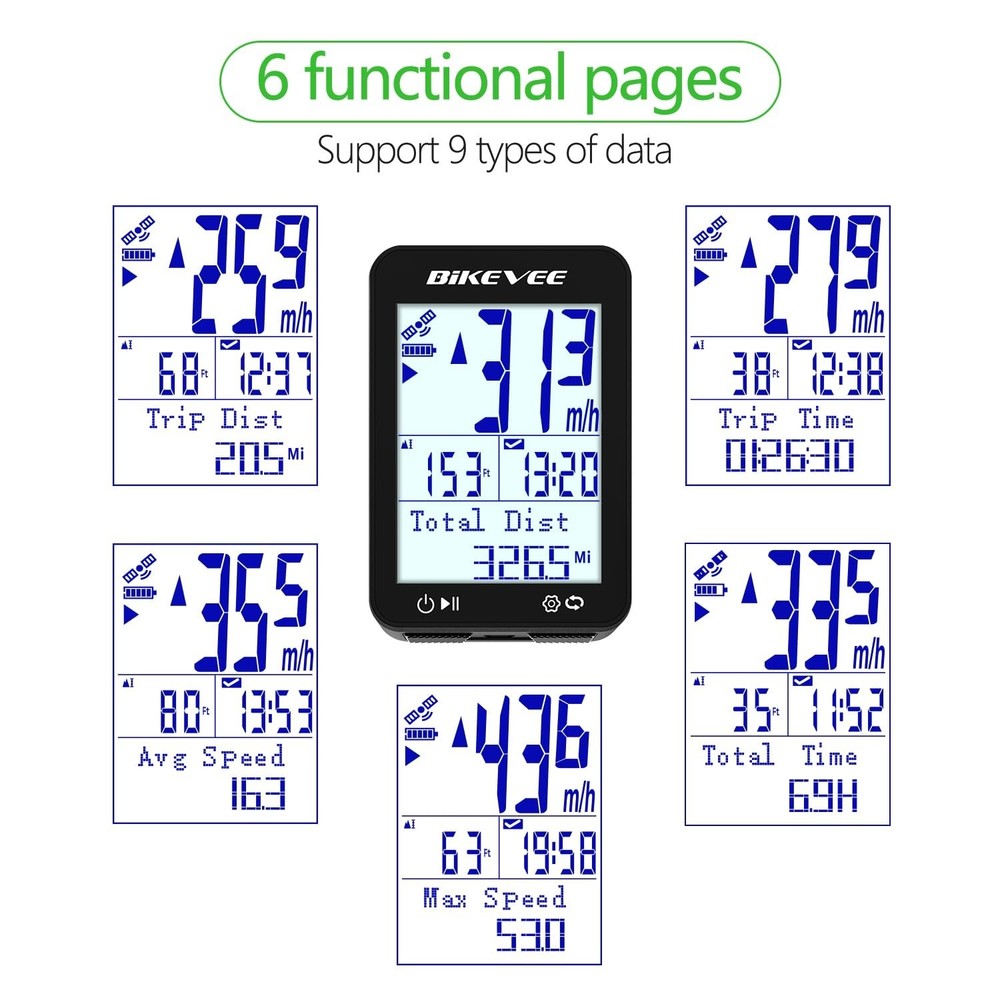 GPS Speedometer & Odometer - Wireless Bike Computer, Auto Start/Stop, Auto Ba...