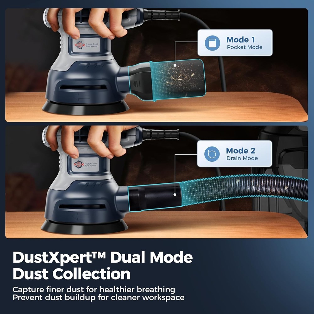 Orbital Random Sander Tool, 6 Variable Speeds With Dust Bag, 360W, Palm Hand...