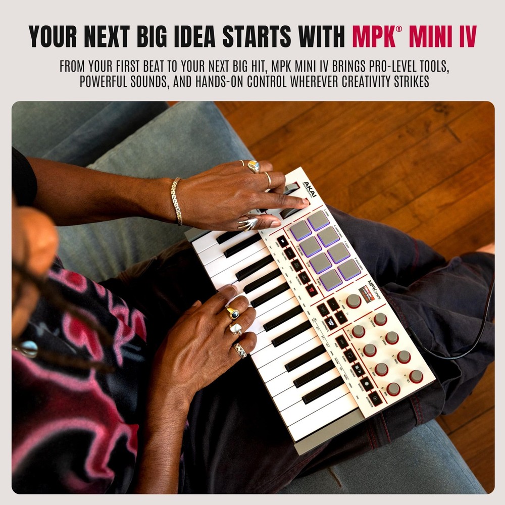 Akai Professional MPK Mini IV USB-C MIDI Keyboard Controller for Grey