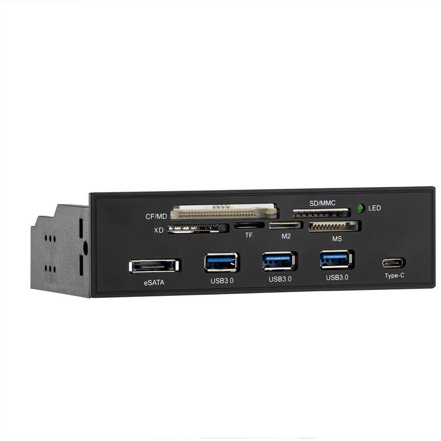 5.25" Computer Interface Panel USB Card Reader USB 3.0 Type-C eSATA SD TF CF XD