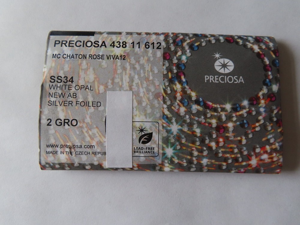 36 Preciosa VIVA 12 Flatbacks 34ss White Opal AB /foiled.