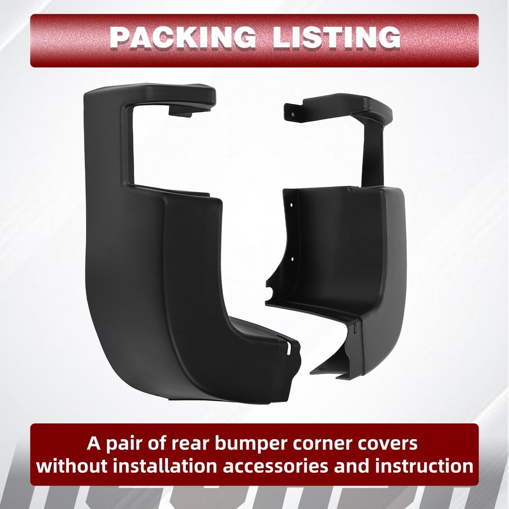 HECASA Rear Bumper Side End Cap Cover Compatible Right & Left Side, black
