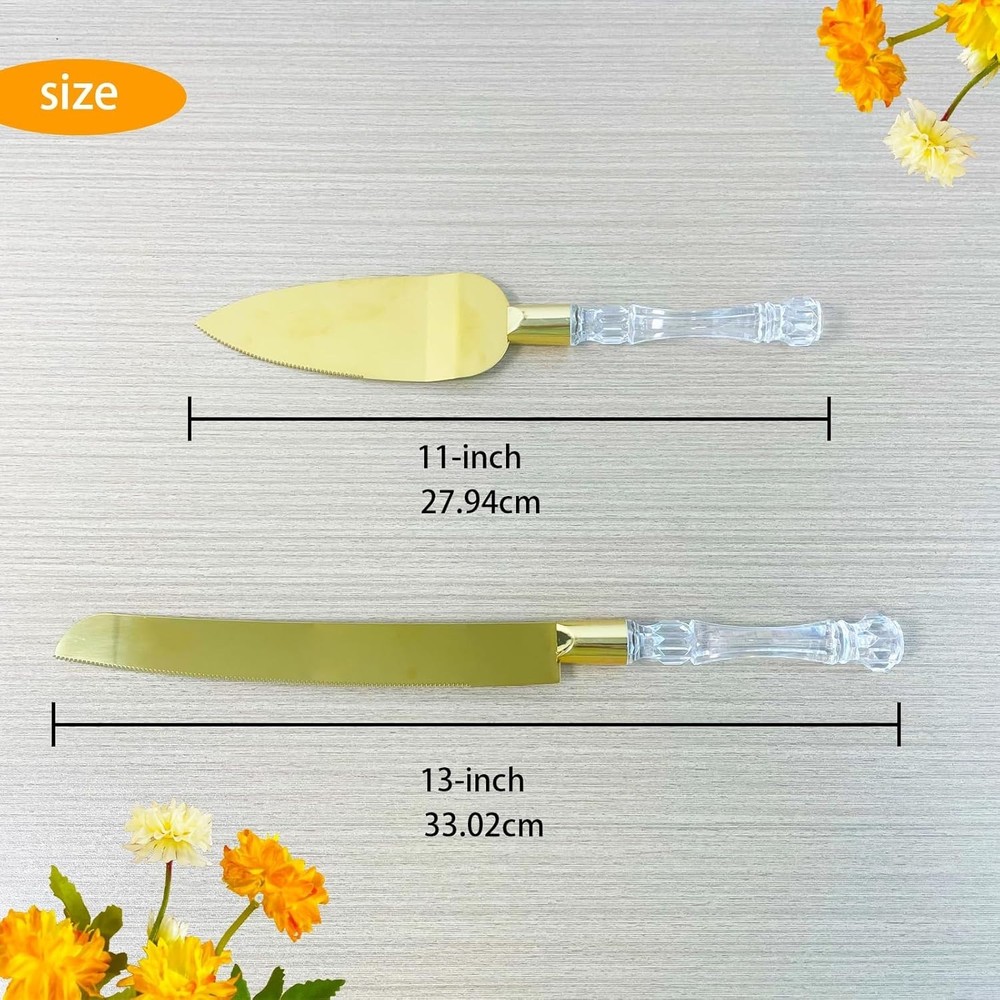Versatile Gold Cake Knife & Server Set - Perfect for Weddings & Anniversaries