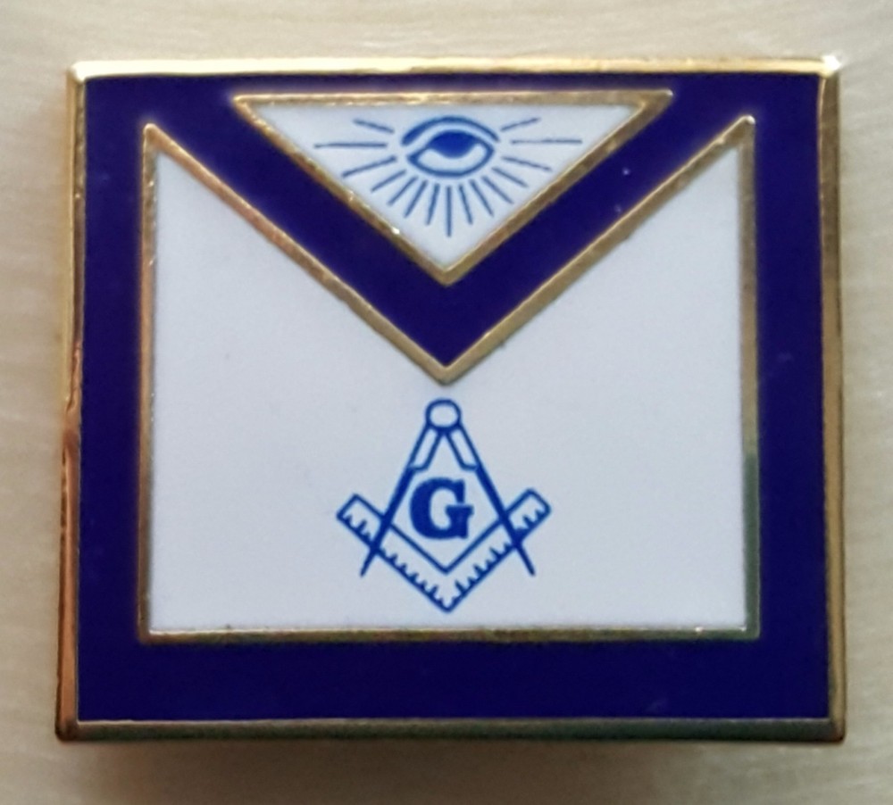 Masonic  White & Blue Apron lapel pin Mason