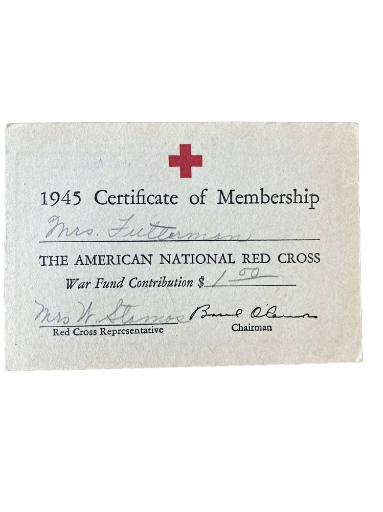 US RED CROSS MEMBERSHIP CARD 1945