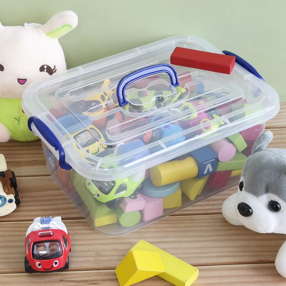 2-pack 8 Liters Storage Containers with lids, Plastic Latching Storage Boxes