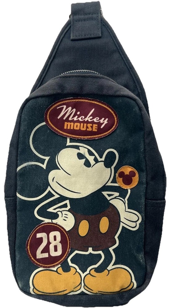 Vintage Mickey-Mouse Graphic Sling Bag Canvas Casual