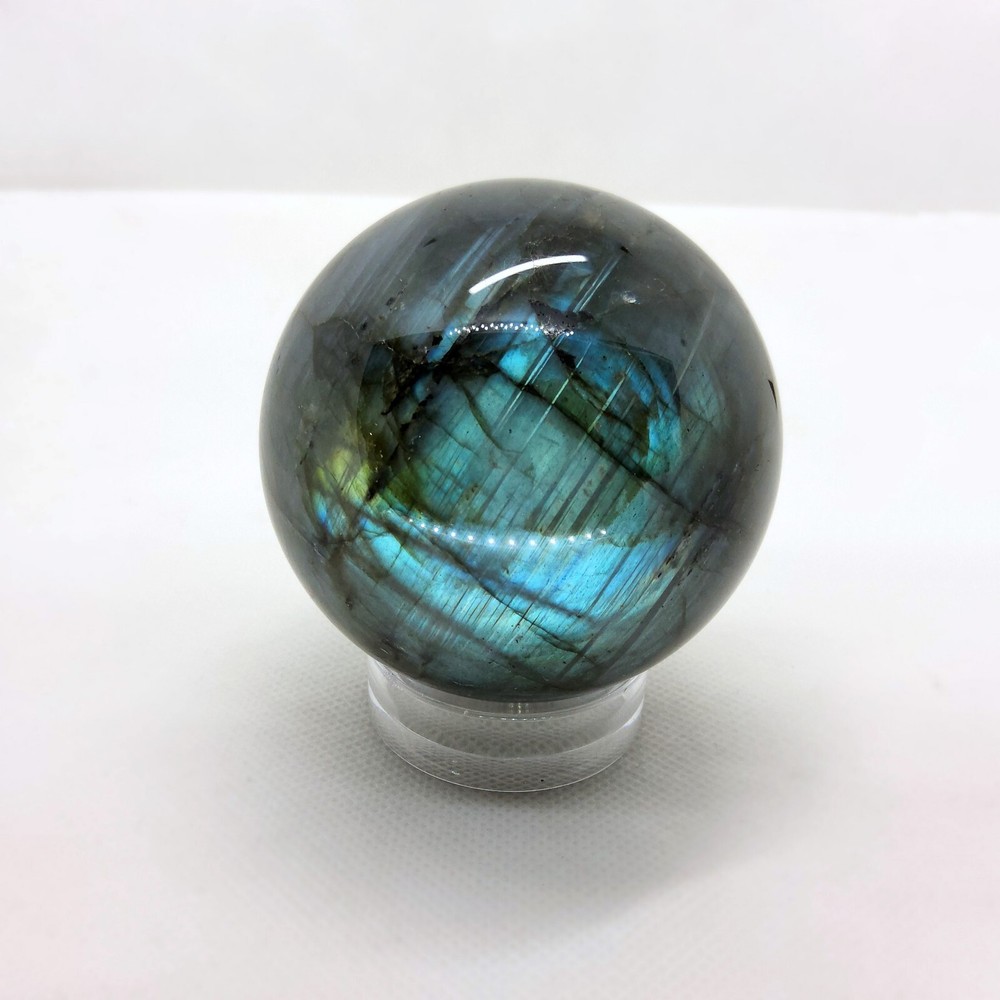 Labradorite, 2.5", sphere, ball, specimen, display, blue, gray, #R-4981
