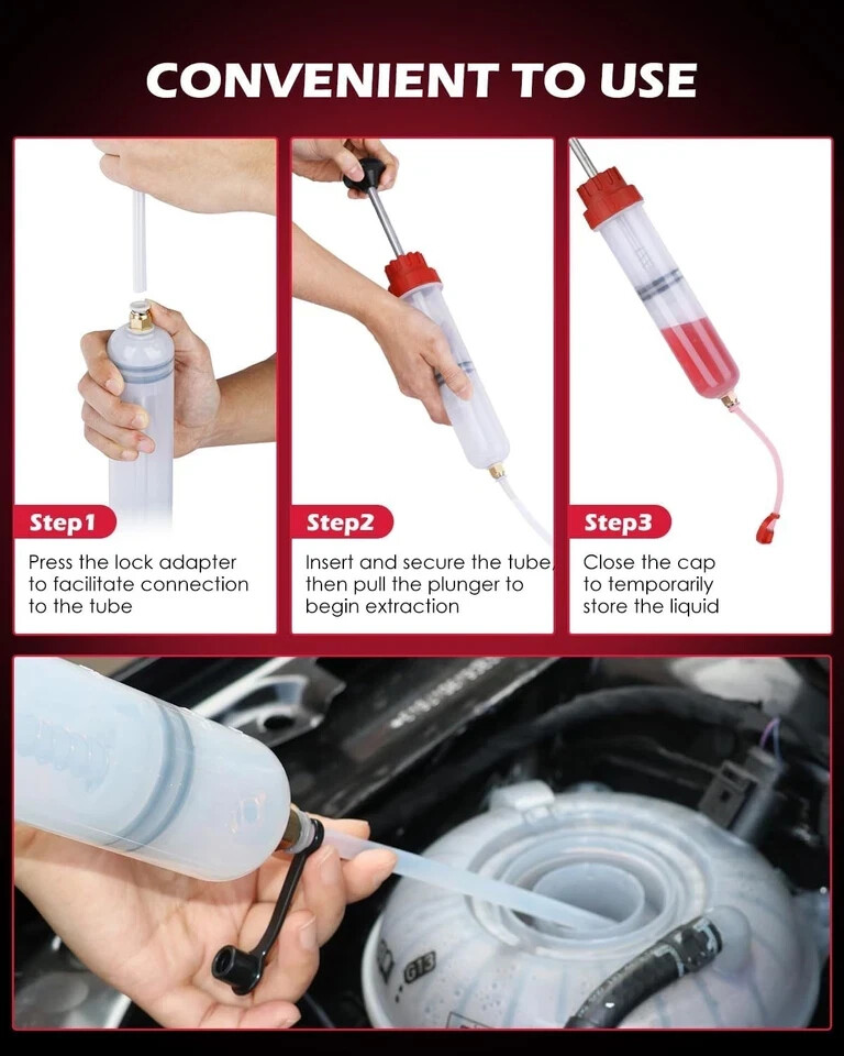 SEDY Fluid Extractor - 200cc Multi-Purpose Syringe, Oil Suction Pump,