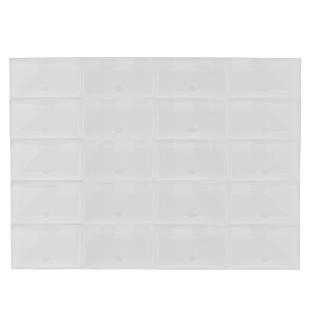 20pcs Shoe Storage Box Stackable Durable Plastic Sneaker Display Case Organizer