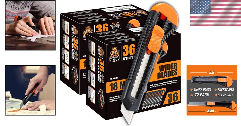 72 Pack Heavy Duty Box Cutters - Reliable Blades