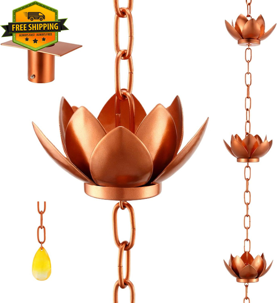 Copper Rain Chain 8.5ft Gutter Downspout Decorative Garden